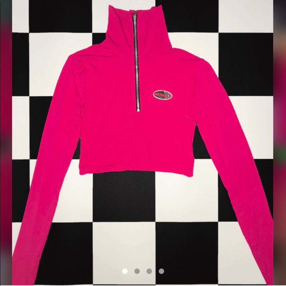 O mighty racer turtleneck hot pink M half zip
